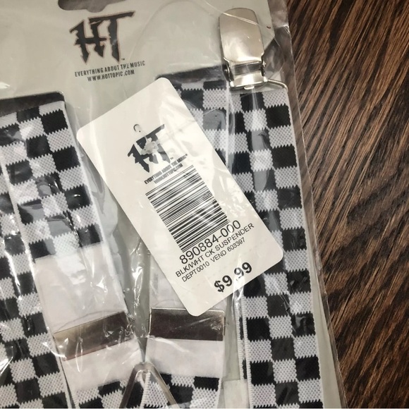 Hot Topic Accessories | Checkered Black And White Suspenders Unisex “NEW” - Picture 5 of 6